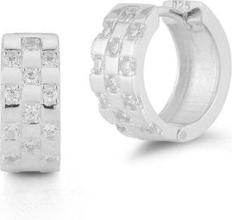 Glaze Jewelry Sterling Silver Checkered Hoops
