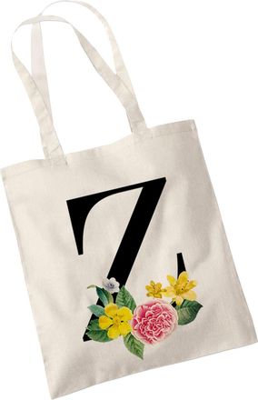 Bang Tidy Clothing Floral Canvas Bags Gifts for Bridesmaid - A/Z Monogram Initial Cotton Canvas Tote Bag for Wedding Bridal Shower Bridesmaids - Hen Do Party Gift Totes 