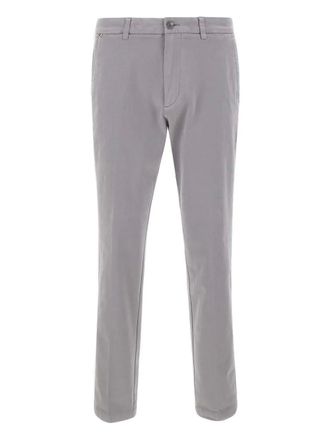 BOSS logo-patch welt-pocket trousers - men - Elastane/Cotton - 35/32 - Grey