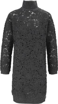Ermanno Scervino Abito+Sottoveste Floral Lace High Neck Dress