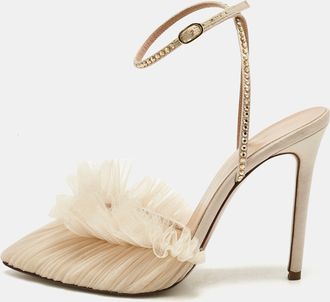 Alexandre Birman Beige Lace And Satin Kaya Pumps