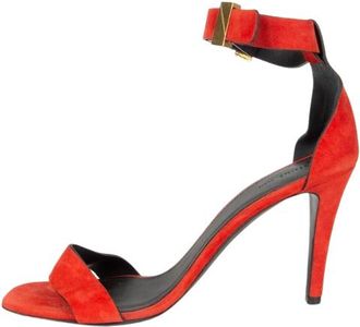 Celine Red Suede Strappy Heels Size 37