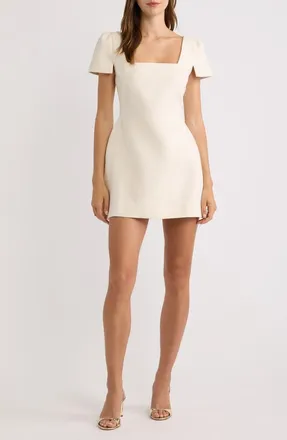Odd Muse Square Neck Fit & Flare Minidress in Cream at Nordstrom, Size Xx-Small