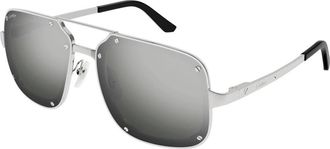 Cartier Santos Evolution Zonnebril - Heren - Zonnebrillen - Grijs - 58 MM - Nylon - Accessoires