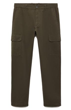 Mango Straight Leg Twill Cargo Pants in Khaki Green at Nordstrom, Size 31