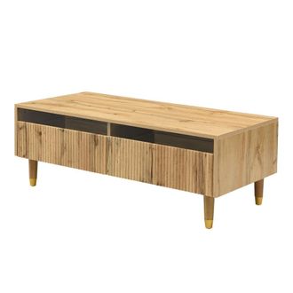 Urban Meuble Mesa de centro rectangular de madera con almacenamiento