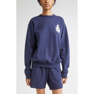 Sporty & Rich Royal Club Fleece Graphic Sweatshirt in Dark Navy at Nordstrom Rack, Size Xx-Large