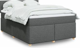 vidaXL Vidaxl - Cama Box Spring Con Colch&oacute;n Tela Gris Oscuro 160x200 Cm