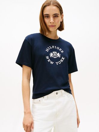 Tommy Hilfiger Womens Circle Crest Logo T-Shirt - Navy - XXL