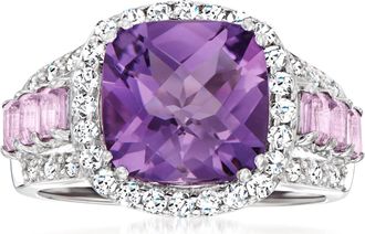 Ross-Simons Amethyst and. White Topaz Ring With Diamond Accents in Sterling Silver