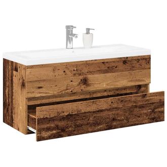 Berkfield Home Sink Cabinet with Built-in Basin Old Wood 101x39.5x49 cm in Brown
