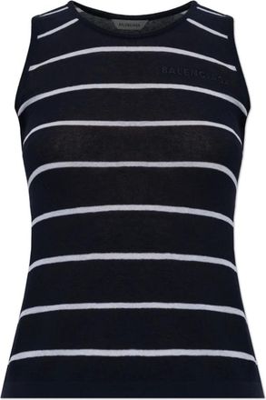 Balenciaga Tops, Dames, Blauw, M, Katoen, Logo Tank Top