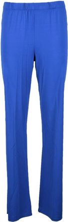 1-ONE Fluid Drape Blue Trousers with Stretch Waistband