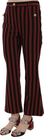 Dolce & Gabbana Black Amaranth Stripe Cropped Flared Womens Pants