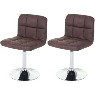 Hhg Lote De 2 Sillas De Comedor Kavala, Silla Giratoria, Imitaci&oacute;n Ante Cromado, Vintage Marr&oacute;n Oscuro