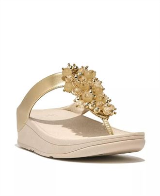 FitFlop Womens Fino Bauble Bead Toe Post Sandals In Platino
