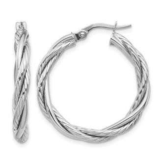 Diamond2Deal 10K Gold Round Shape Twisted Hoop Earrings