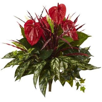 Nearly Natural 24-in Mixed Anthurium Bush in Red/green at Nordstrom