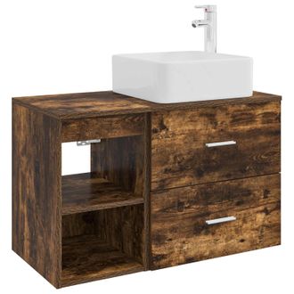 vidaXL Juego De Muebles De Ba&ntilde;o 2 Pcs Roble Ahumado Vidaxl