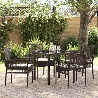 vidaXL Conjunto De Comedor De Jard&iacute;n Con Coj&iacute;n 5 Pcs Marr&oacute;n Polirat&aacute;n Vidaxl