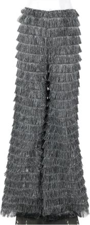 Alberta Ferretti Fringed Fil Coup&eacute; Wide-Leg Trousers
