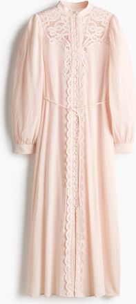 H&M Baumwollkleid mit Spitzendetails - Hellrosa