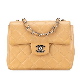 Chanel Dark Beige Mini Square Classic Lambskin Single Flap