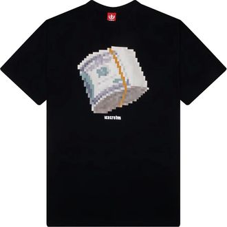 Icecream T-shirt met pixelprint - Zwart