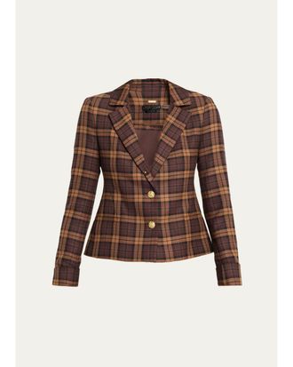 Alice & Olivia Macey Shrunken Plaid Blazer