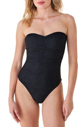 Andie Swim Pana Strapless One-Piece Swimsuit in Black Paisley at Nordstrom, Size X-Small