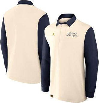 Jordan Brand Mens Jordan Brand Cream/Navy Michigan Wolverines Rugby Long Sleeve Shirt at Nordstrom, Size Xxx-Large