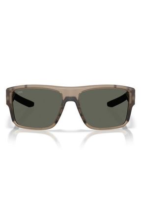 Costa Taxman 59mm Polarized Rectangular Sunglasses in Matte Brown Smoke /Gray 580G at Nordstrom