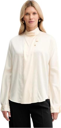 Forte_Forte Zijden Blouse - Dames - Blouses - Beige - M - Overhemden