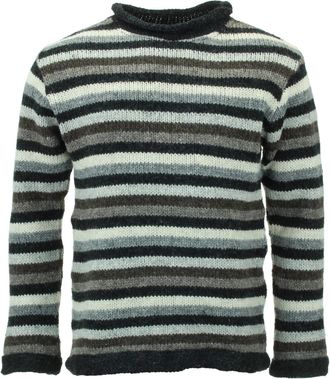 Loud Elephant Hand Knitted Wool Jumper - Stripe Natural (Large)