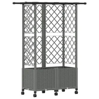 vidaXL Cama Elevada Con Trellis Y Techo Gris Claro 124 X 40 X 142 Cm Vidaxl