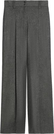 Pennyblack Wide Chevron Lurex Broeken - Dames - Wijde Broeken - Grijs - M - Wol - Broeken