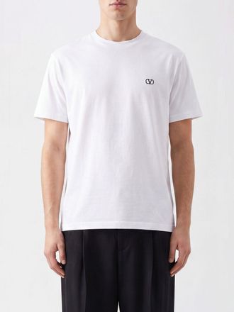 Valentino T-shirt in cotone con logo VLogo Signature a contrasto