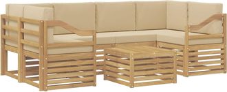 vidaXL Conjunto De Sof&aacute;s De Exterior 7 Uds. Y Beige Poli&eacute;ster Vidaxl