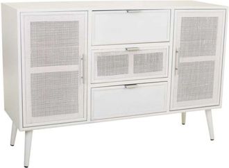 Wanderlust Deco Aparador de madera y rejilla blanco 120x40.5x81