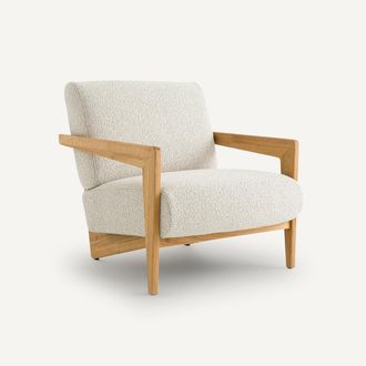 AM.PM Fauteuil in massief eik en bouclette, Izag