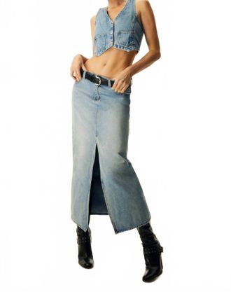 Abrand 99 Low Denim Skirt In Blue
