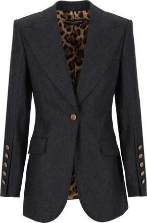 Dolce & Gabbana Turlington Single-Breasted Jacket - Jackets - Mujer - Gris - S
