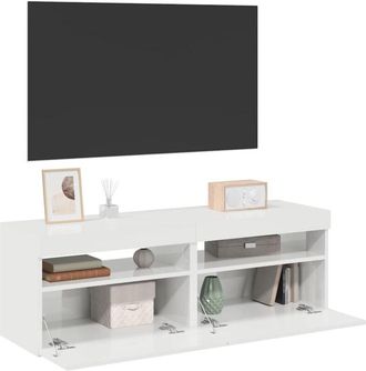 vidaXL Vidaxl - Mobili Porta tv con Luci led 2 pz Bianco Lucido 60x35x40 cm