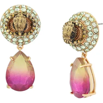 Kurt Geiger Eagle Pav&eacute; & Crystal Drop Earrings in Pink Multi at Nordstrom