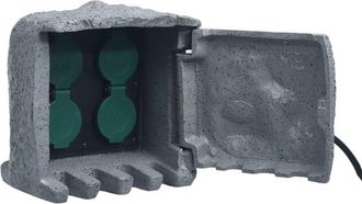 vidaXL Enchufe De Jard&iacute;n 4 Ranuras Poliresina Resistente Al Agua Gris Vidaxl