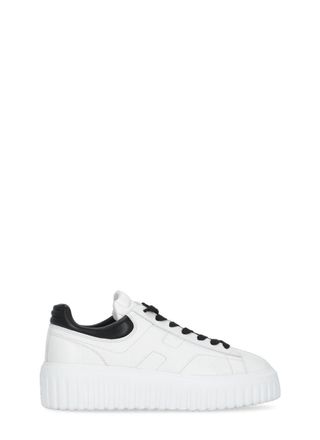 Hogan White H-Stripes Raised Sole Sneakers