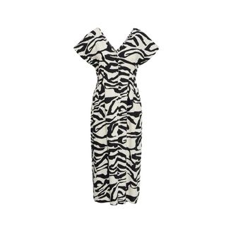 Ichi Zebra Print Maxi Jurk - Dames - Casual kleedjes - Veelkleurig - S - Kleedjes