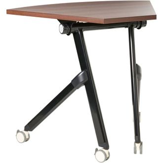 Beliani Scrivania moderna pieghevole angolare con rotelle Tavolo mobile portatile 90 x 64 cm Struttura in metallo Marrone scuro Bendi