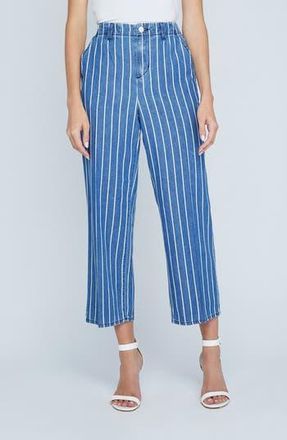 L'agence Zayne High Waist Crop Wide Leg Trouser Jeans in Denim Stripe at Nordstrom Rack, Size 24