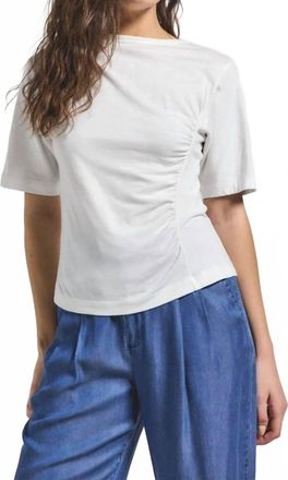 Derek Lam Frederic Ruched Short Sleeve Tee In Blanc De Blanc
